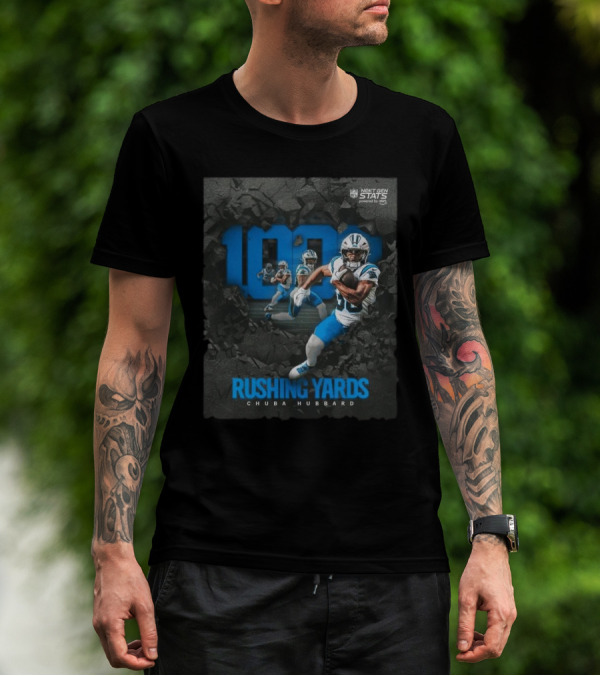 Carolina Panthers 1000 Rushing Yards Chuba Hubbard Next Gen Stats T-Shirt