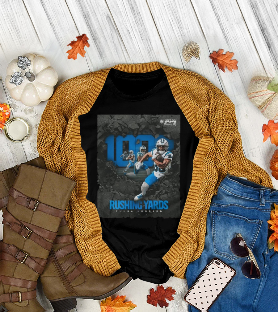 Carolina Panthers 1000 Rushing Yards Chuba Hubbard Next Gen Stats T-Shirt