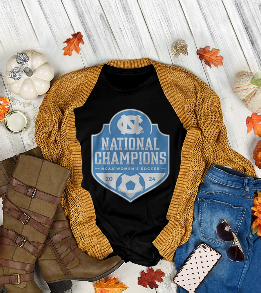 UNC Women's Soccer NCAA 2024 National Champions Badge T-Shirt