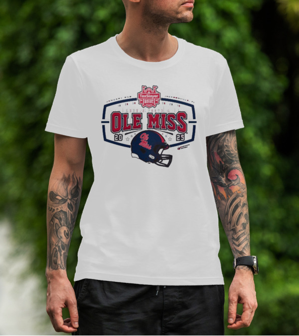 2025 Ole Miss Rebels TaxSlayer Gator Bowl January 2nd Jacksonville FL Football Helmet T-Shirt