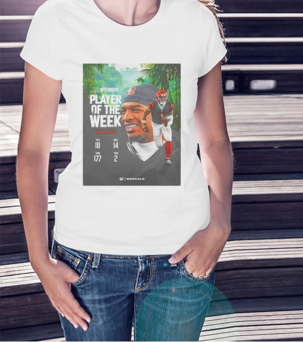 Ja’Marr Chase Cincinnati Bengals AFC Offensive Player Of The Week TGT 18 REC 14 YDS 177 TDS 2 Bengals T-Shirt