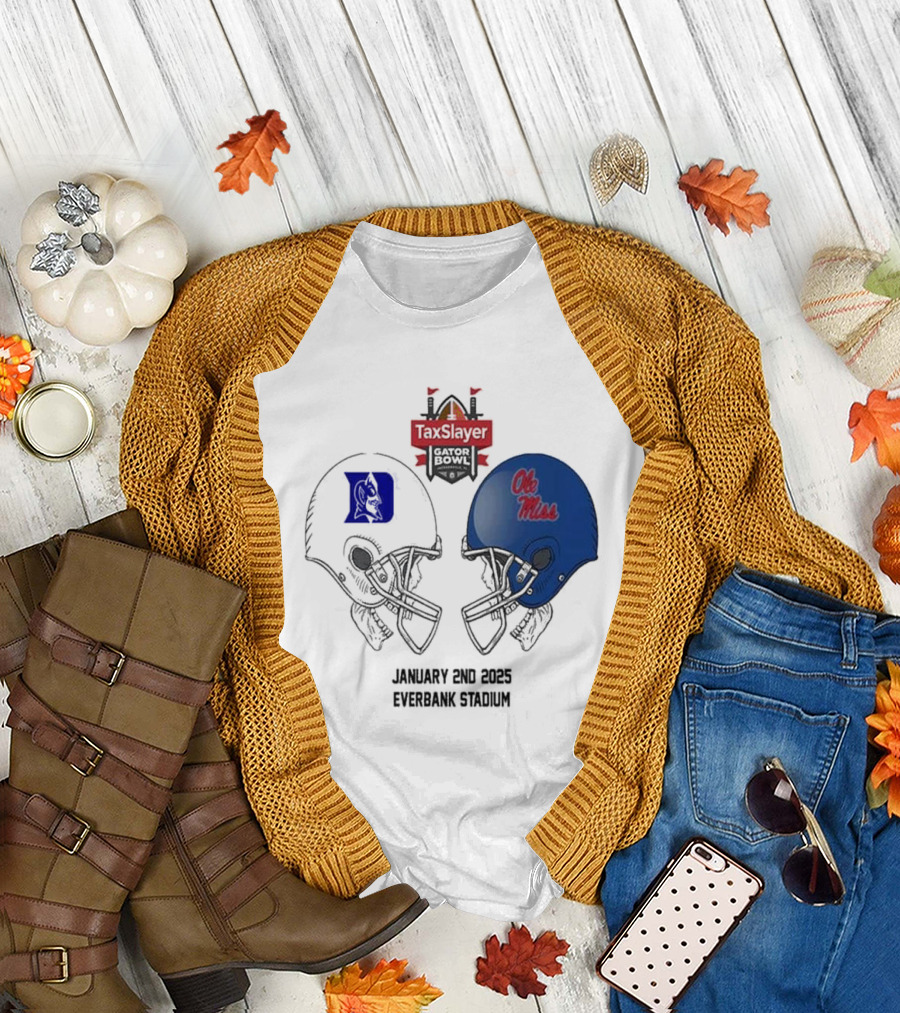 TaxSlayer Gator Bowl NCAA 2024-2025 Duke Blue Devils vs Ole Miss Rebels January 2nd 2025 EverBank Stadium T-Shirt