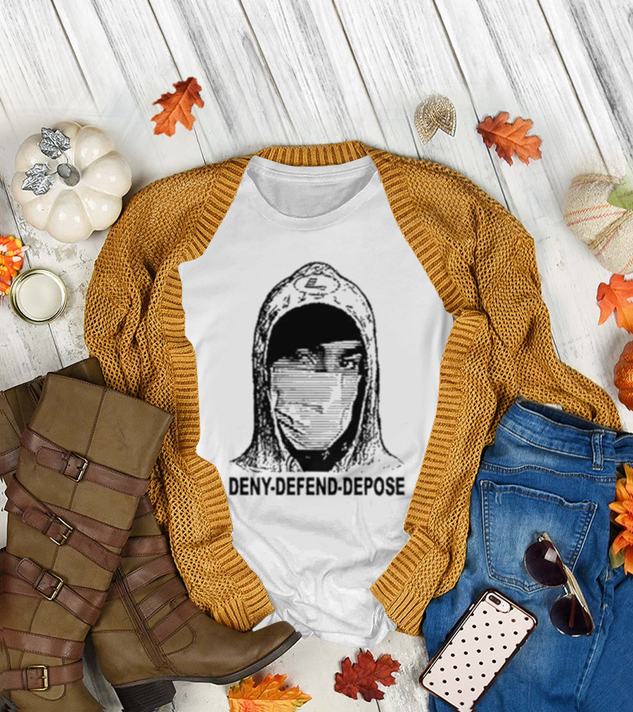 Deny Defend Depose The UnaShooter Luigi Mangione Hoodie Masked Image T-Shirt