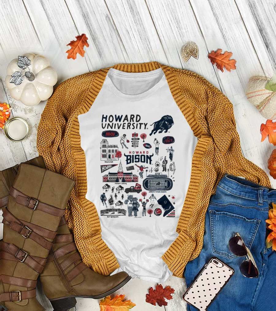 Howard University Bison Legacy HBCU 1867 William H. Greene Stadium Burr Gymnasium Vive La Fete T-Shirt