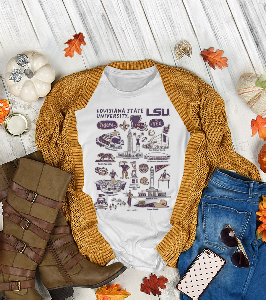 Louisiana State University LSU Tigers Vive La Fete Impressions Est 1860 Memorial Tower Shaquille O'Neal Tiger Stadium T-Shirt
