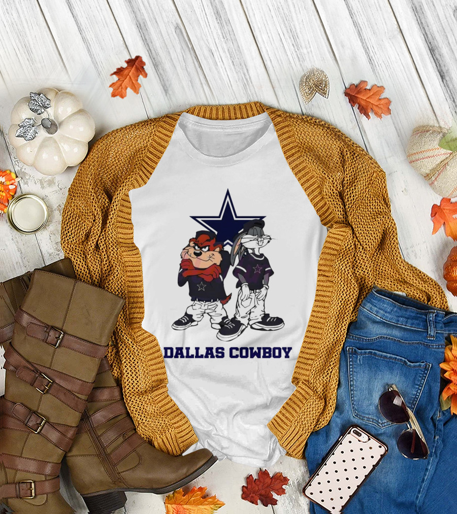 Dallas Cowboy Looney Tunes NFL Football Champions Bugs and Taz T-Shirt