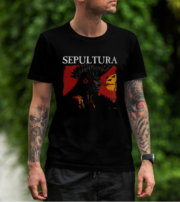 Sepultura Celebrating Life Through Death Native Headdress And Sun T-Shirt