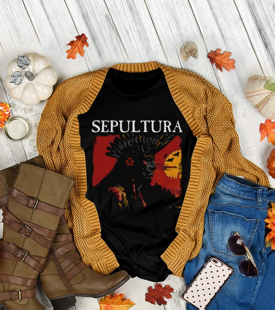 Sepultura Celebrating Life Through Death Native Headdress and Sun T-Shirt