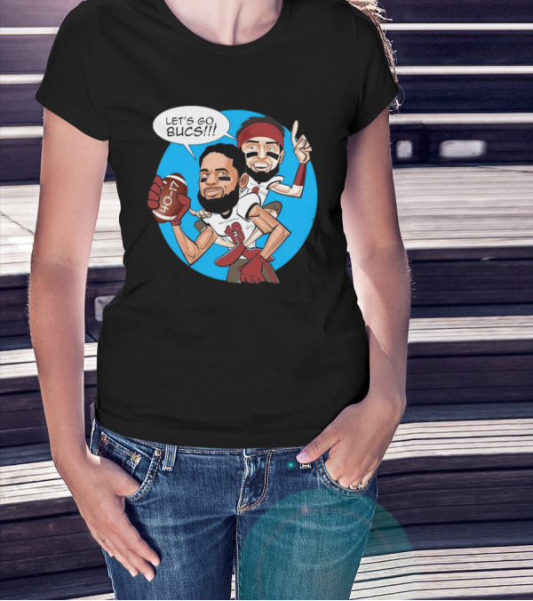 Tampa Bay Buccaneers Mike Evans Baker Mayfield Let's Go Bucs 40-17 Cartoon T-Shirt