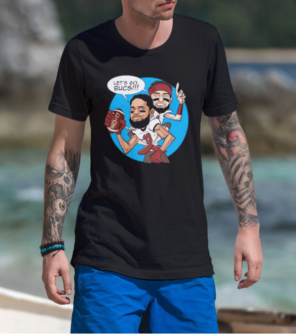 Tampa Bay Buccaneers Mike Evans Baker Mayfield Let's Go Bucs 40-17 Cartoon T-Shirt