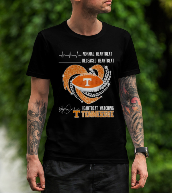 Normal Heartbeat Deceased Heartbeat Heartbeat Watching Tennessee Volunteers Football Diamond Heart T-Shirt