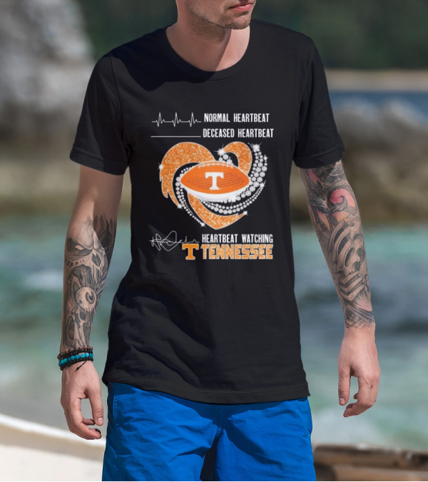 Normal Heartbeat Deceased Heartbeat Heartbeat Watching Tennessee Volunteers Football Diamond Heart T-Shirt