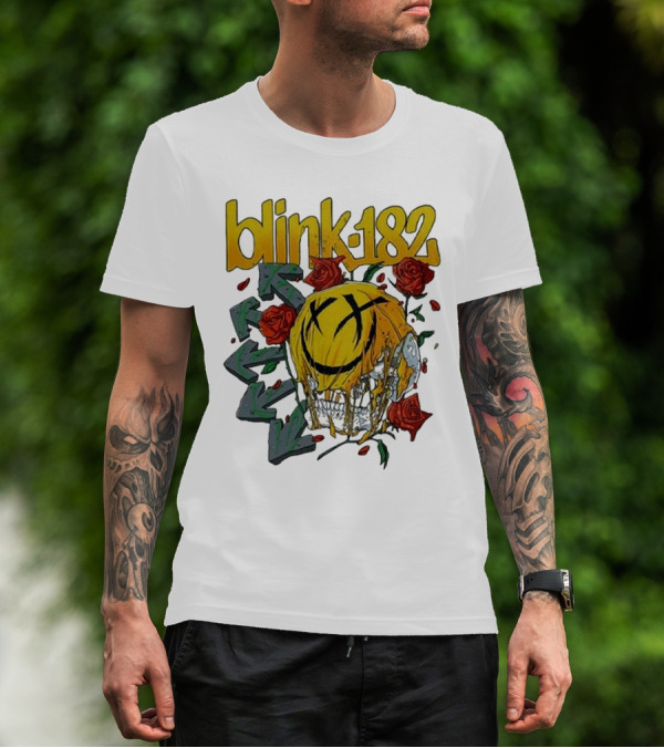 Blink-182 Skull With Roses And Arrows T-Shirt