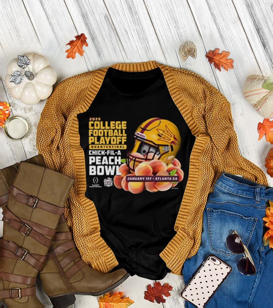 2025 College Football Playoff Quarterfinal Chick-Fil-A Peach Bowl Arizona State Sun Devils Helmet January 1st Atlanta GA T-Shirt