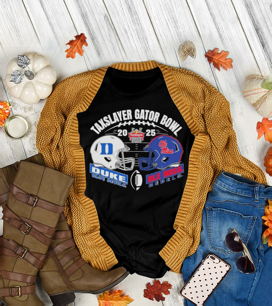 TaxSlayer Gator Bowl 2025 Ole Miss Rebels vs Duke Blue Devils Texas Matchup T-Shirt