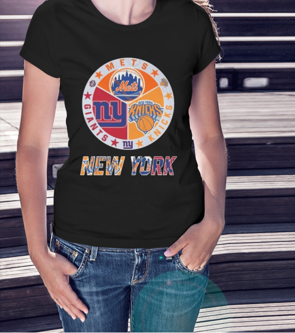 New York Mets Giants Knicks Circle Logo New York T-Shirt