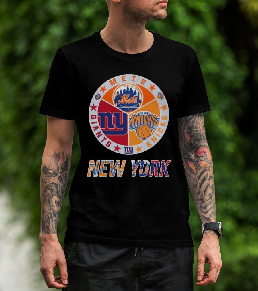 New York Mets Giants Knicks Circle Logo New York T-Shirt