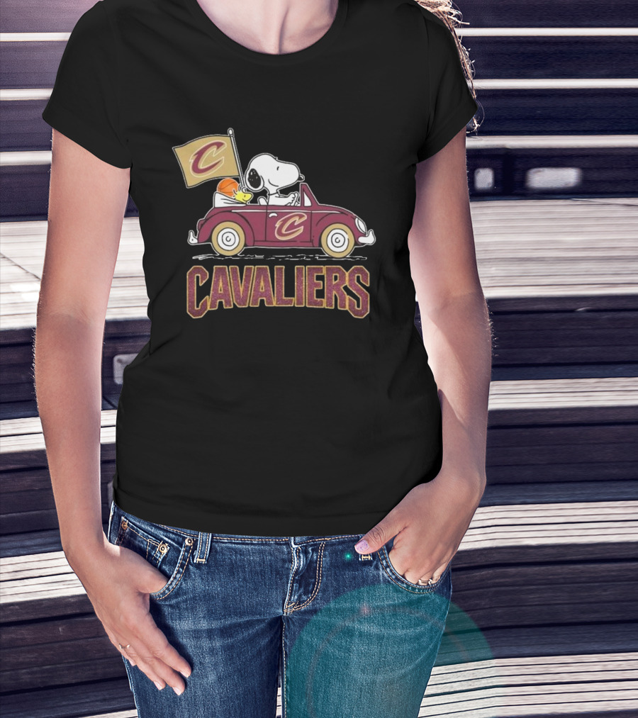 Snoopy Woodstock Driving Car Cavaliers Basketball T-Shirt
