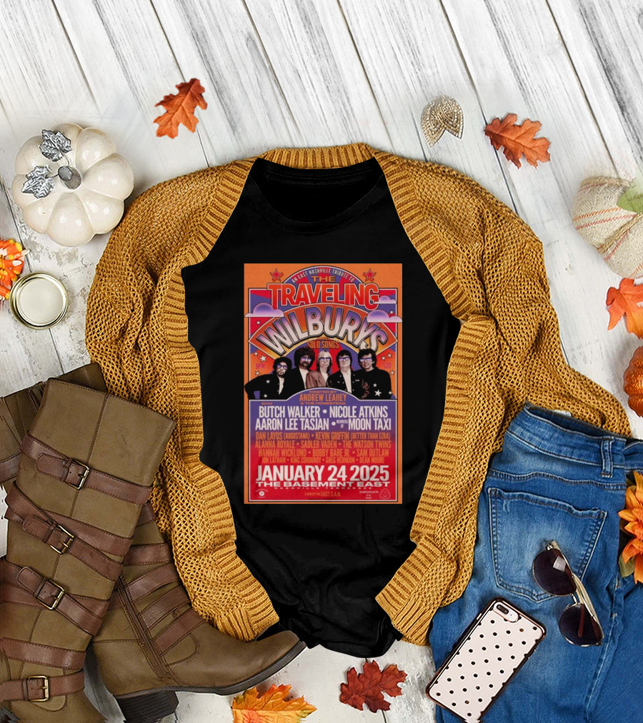 East Nashville Tribute to The Traveling Wilburys Solo Songs Andrew Leahey with Butch Walker Nicole Atkins January 24 2025 The Basement East T-Shirt