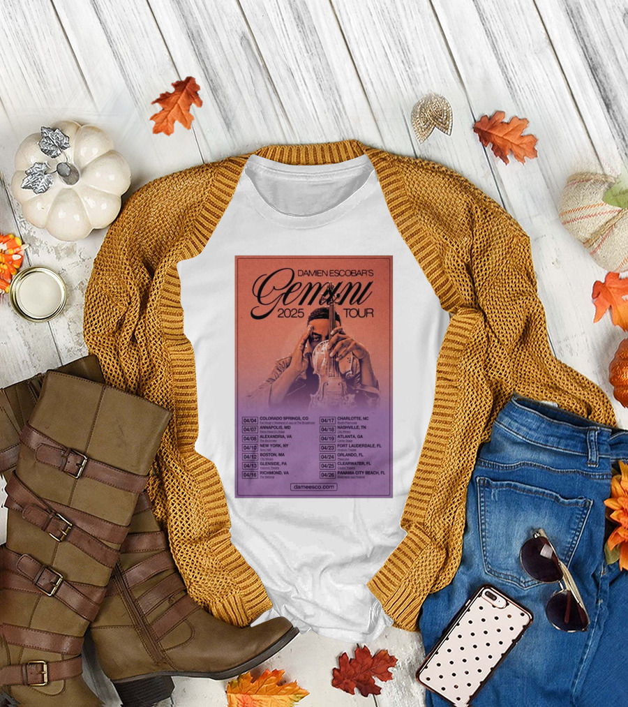 Damien Escobar Gemini Tour 2025 Concert Dates and Locations T-Shirt