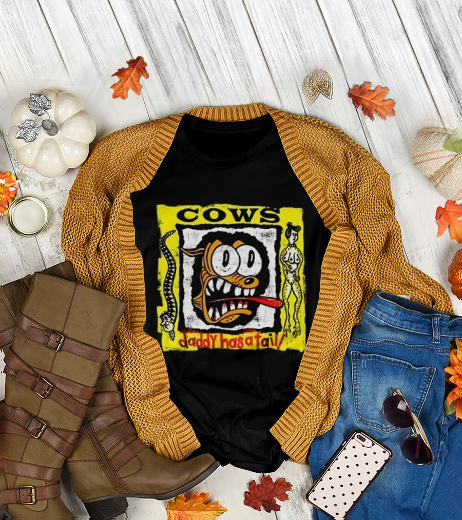 Cows Daddy Has A Tail Cartoon Face with Snake and Figure T-Shirt