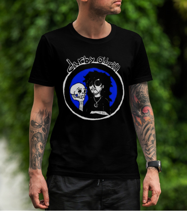 Darby O’trill Skull And Sunglasses Character With Blue Background T-Shirt