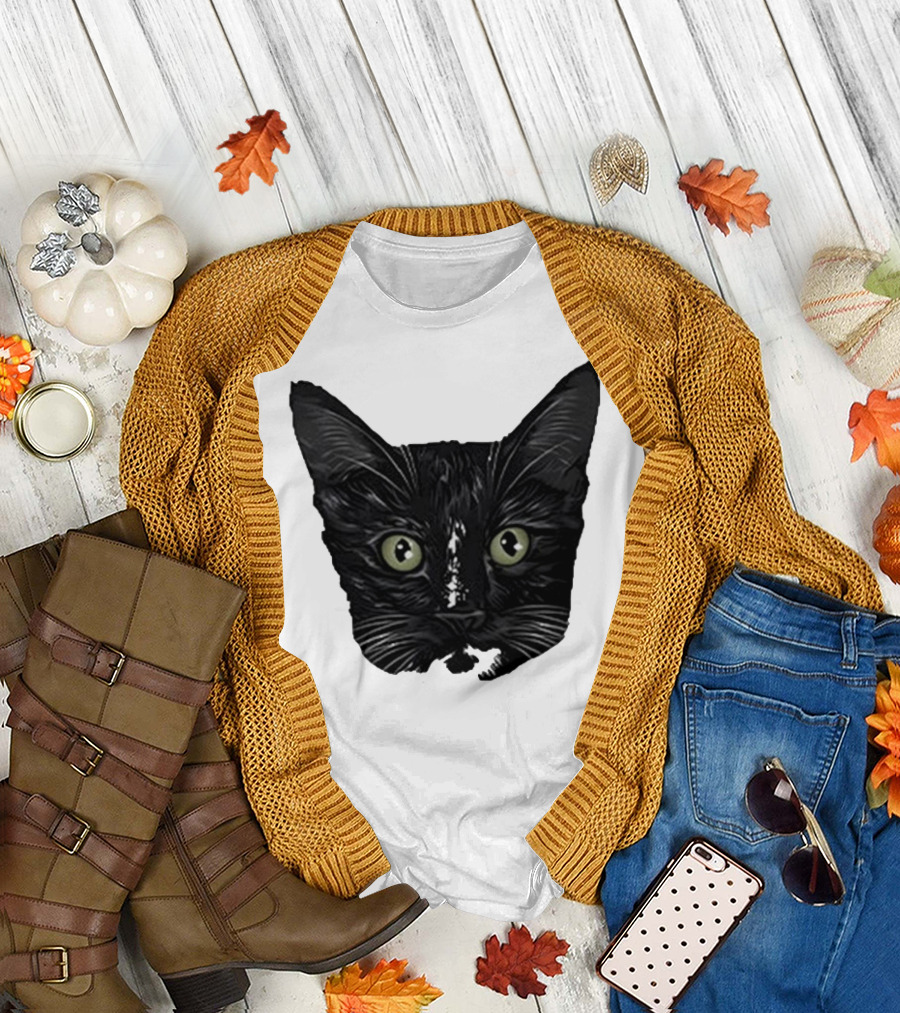 Michael Manigault Brave Green-Eyed Cat Face T-Shirt