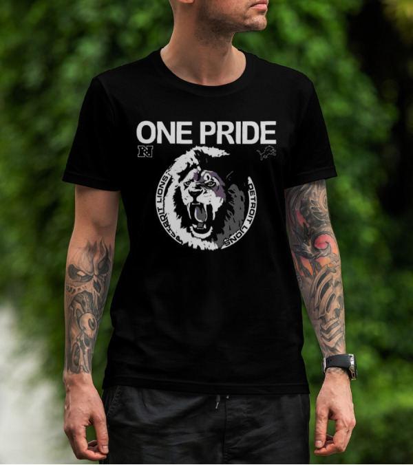 One Pride Detroit Lions NFC Vintage Logo Mascot T-Shirt
