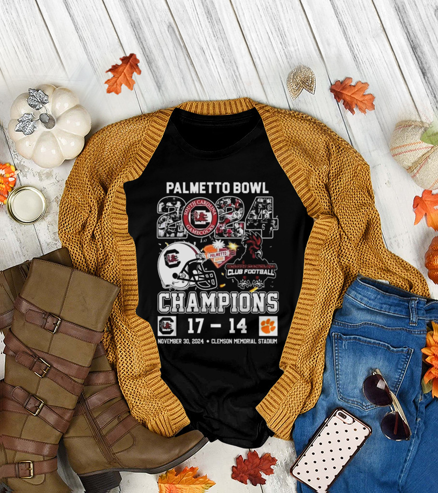 South Carolina Gamecocks Palmetto Bowl 2024 Champions November 30 Clemson Memorial Stadium 17-14 T-Shirt