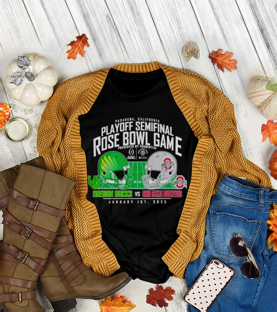 Pasadena Playoff Semifinal Rose Bowl Game Oregon Ducks vs Ohio State Buckeyes January 1st 2025 T-Shirt