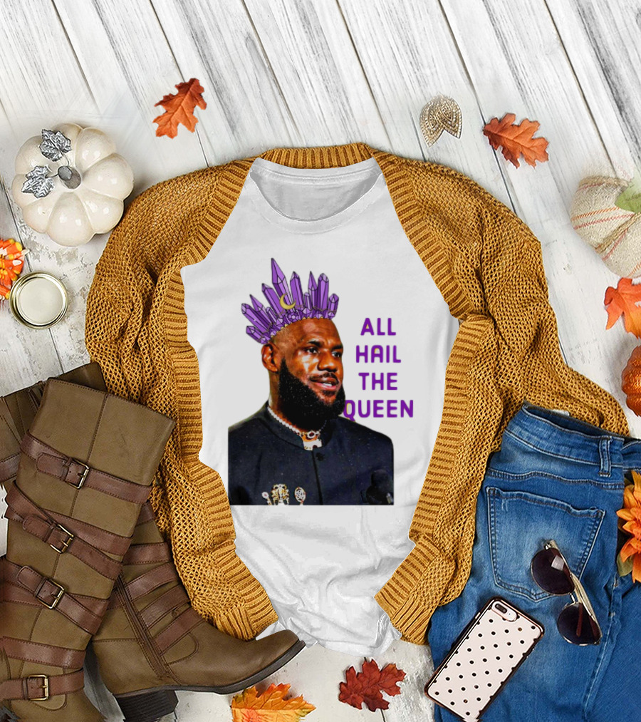 LeBron James All Hail The Queen Purple Crystal Crown T-Shirt