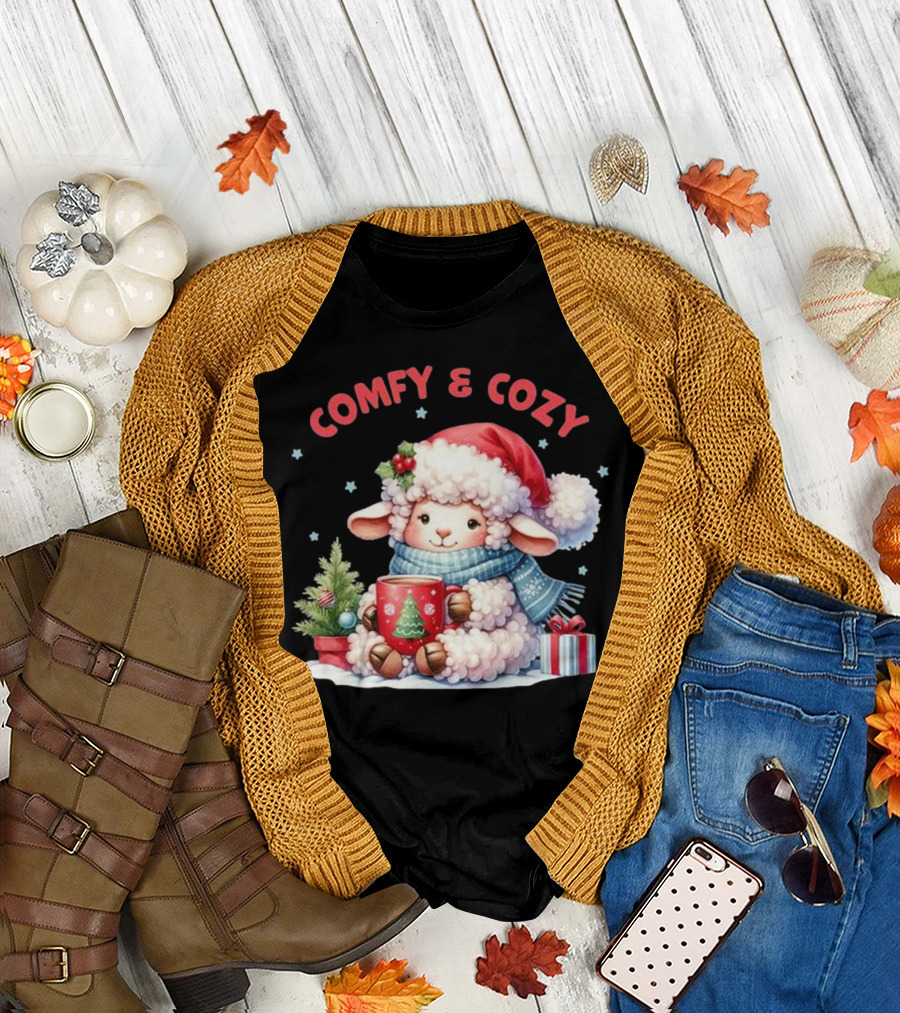 Comfy and Cozy Sheep Christmas T-Shirt