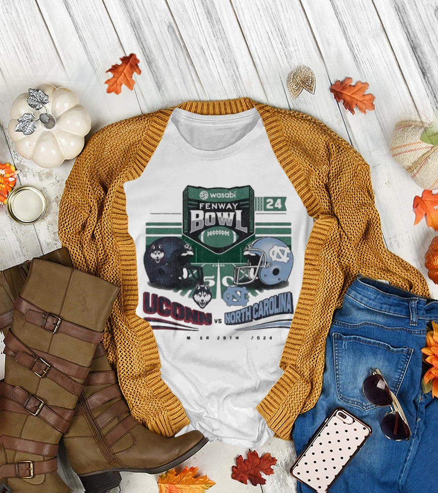 UConn vs North Carolina Wasabi Fenway Bowl March 28th 2024 Football Helmets T-Shirt
