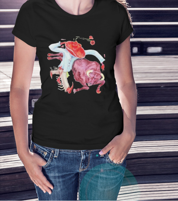 Flip Turn Burnout Days Rodeo Clown Bull Riding Hat Roses T-Shirt
