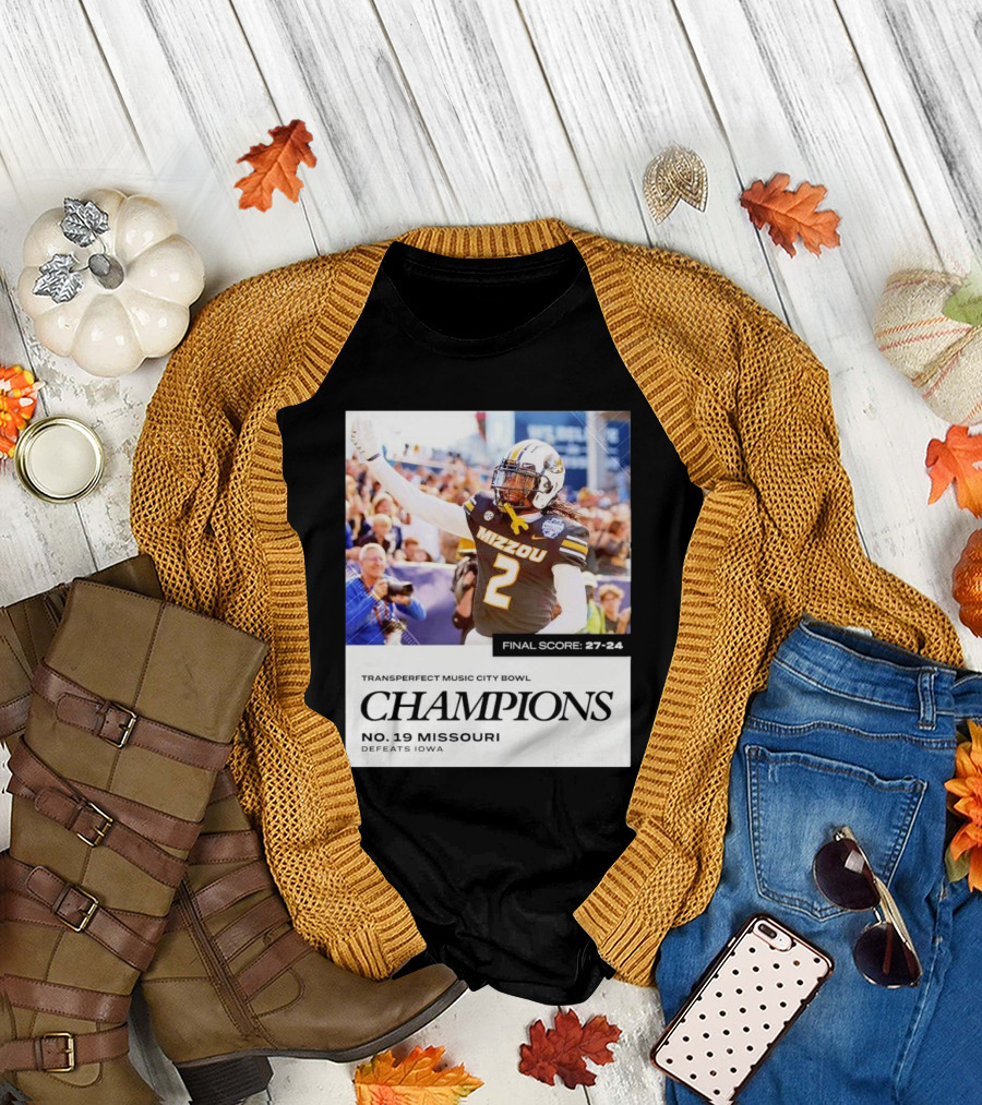 Transperfect Music City Bowl Champions No. 19 Missouri Defeats Iowa Final Score 27-24 T-Shirt