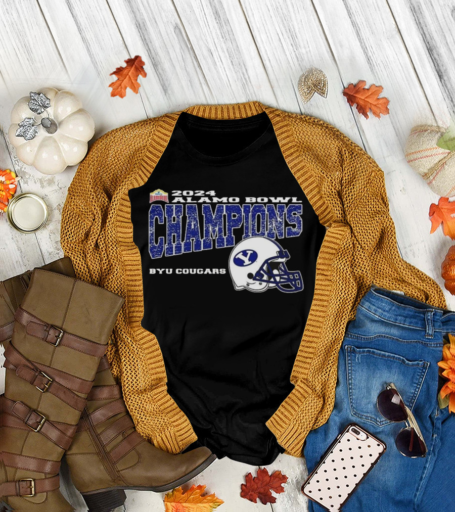 BYU Cougars 2024 Alamo Bowl Champions College Football Helmet T-Shirt