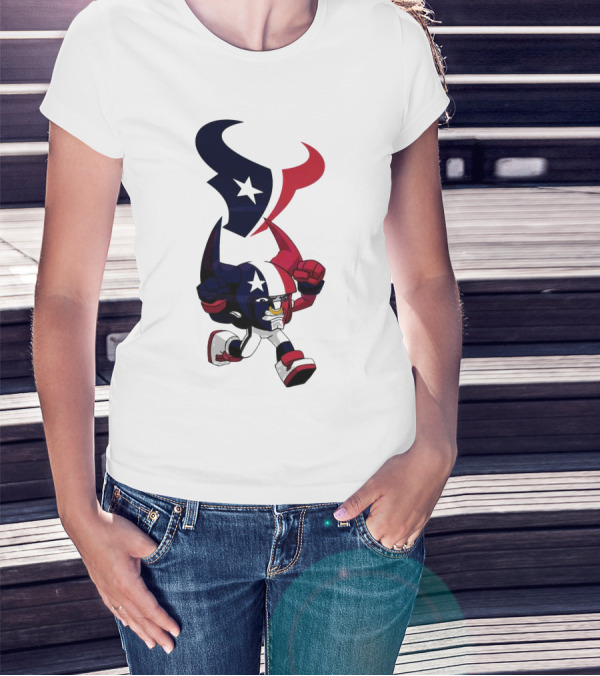 FL Rush Zone Houston Texans Cartoon Character 2025 Running Bull With Team Logo Star Helmet T-Shirt