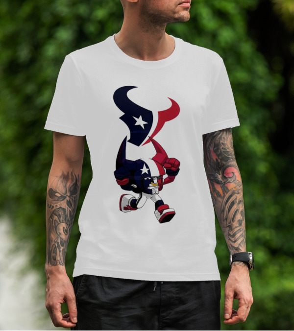 FL Rush Zone Houston Texans Cartoon Character 2025 Running Bull With Team Logo Star Helmet T-Shirt