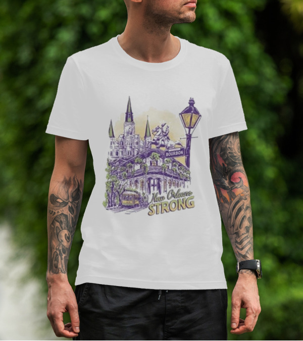New Orleans Strong Bourbon Street Charity Iconography T-Shirt