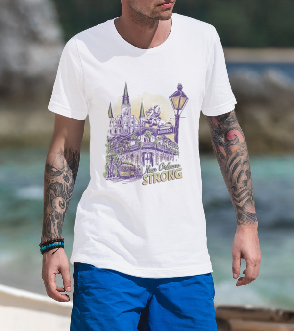 New Orleans Strong Bourbon Street Charity Iconography T-Shirt