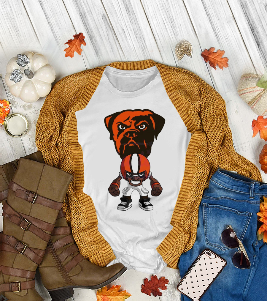 Cleveland Browns NFL Rush Zone Cartoon Character Dog 2025 T-Shirt