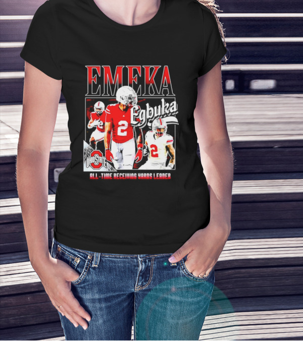 Ohio State Buckeyes Emeka Egbuka All-Time Receiving Yards Leader T-Shirt