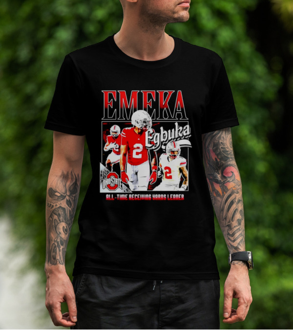Ohio State Buckeyes Emeka Egbuka All-Time Receiving Yards Leader T-Shirt