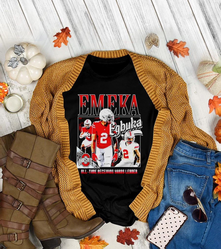 Ohio State Buckeyes Emeka Egbuka All-Time Receiving Yards Leader T-Shirt