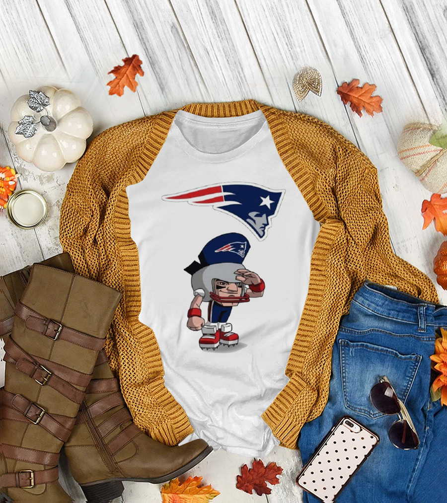 Rush Zone New England Patriots NFL Cartoon Character 2025 Saluting Player with Patriots T-Shirt