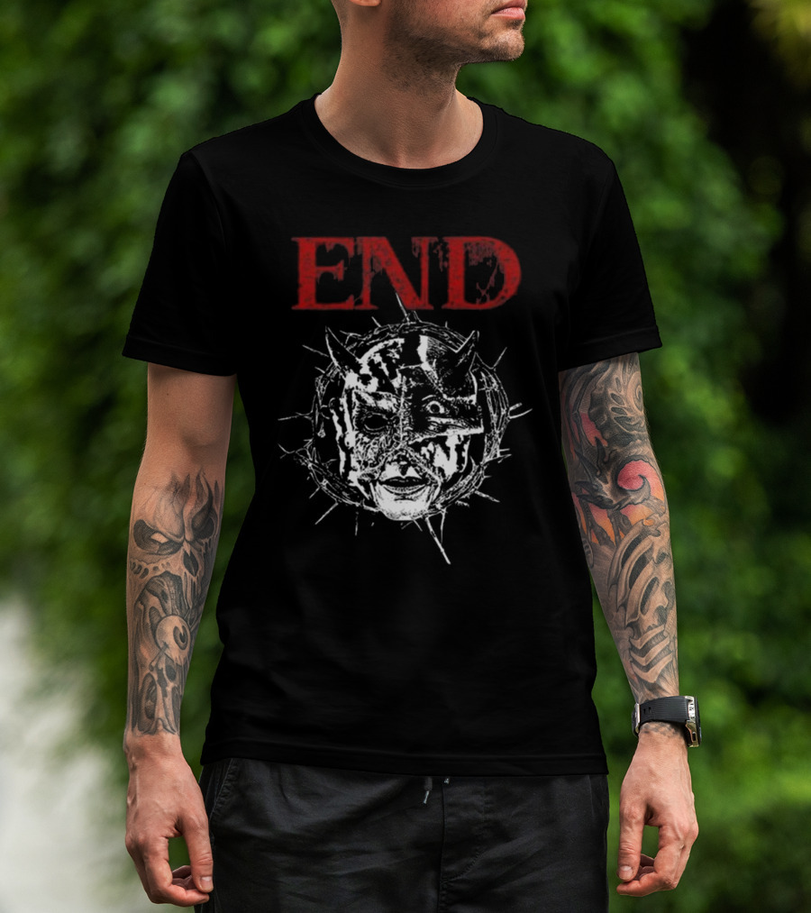 Closed Casket Activities End Distorted Face Thorned Devil Mask T-Shirt