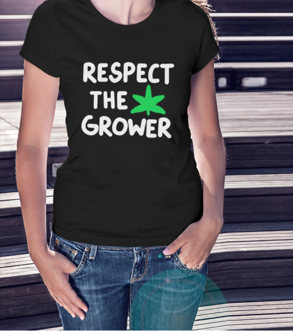 Jeu Green Respect The Grower Cannabis Leaf T-Shirt