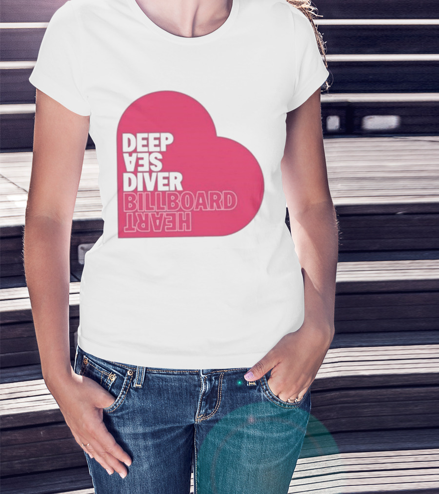 Deep Sea Diver Pink Billboard Heart T-Shirt