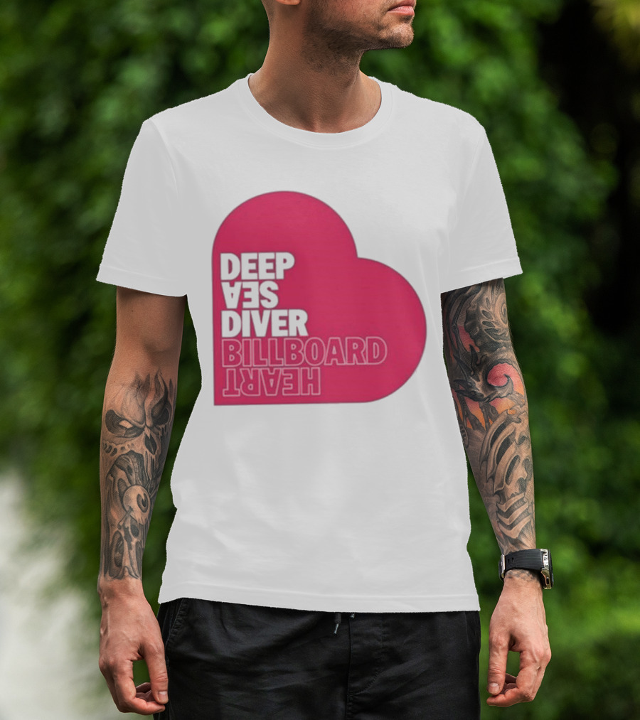 Deep Sea Diver Pink Billboard Heart T-Shirt