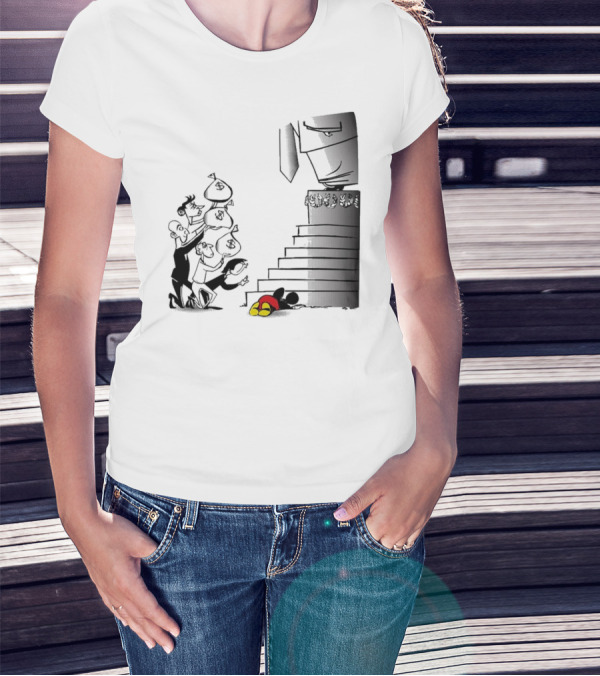 Newspaper Cartoon Economic Commentary Symbolic Imagery Money Hierarchy T-Shirt